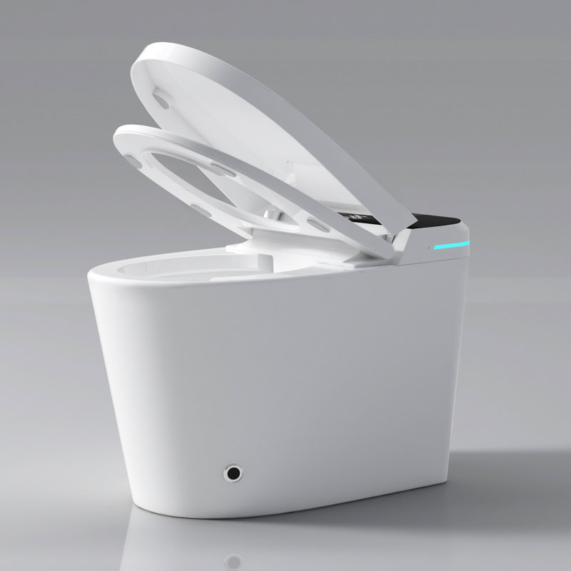Modern Bathroom Smart Bidet Toilet - Auto Open/Close, Foot Sensor, Self-Cleaning Option, White Intelligent Seat Deodorization System,
