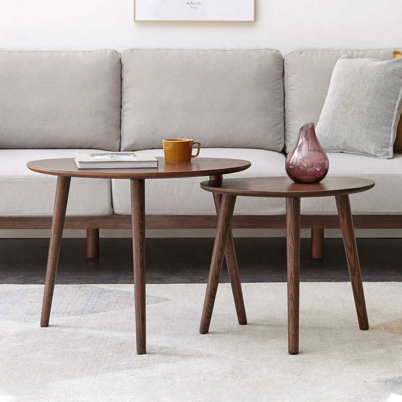 (SINGLE) Center Table Low Table 100% Solid Oak Wood Top Plate Desk Pebble Shaped Natural Wooden Coffee Table Width 50 x Depth 44.5 x Height 65 cm Desk Work from Home Easy to Assemble