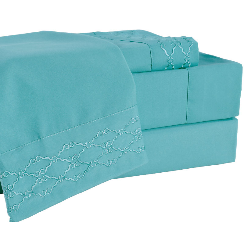 Microfiber Sheet Set, Aqua, Queen