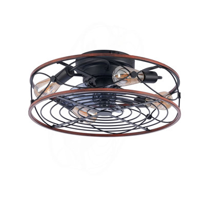20'' Mounting Type Caged  Ceiling Fan with Lights and Remote Control  ,Reversible Motor, DC Remote Control,6 Speed Ceiling Fan,Timing Fan Lamp--NOT Included Bulbs