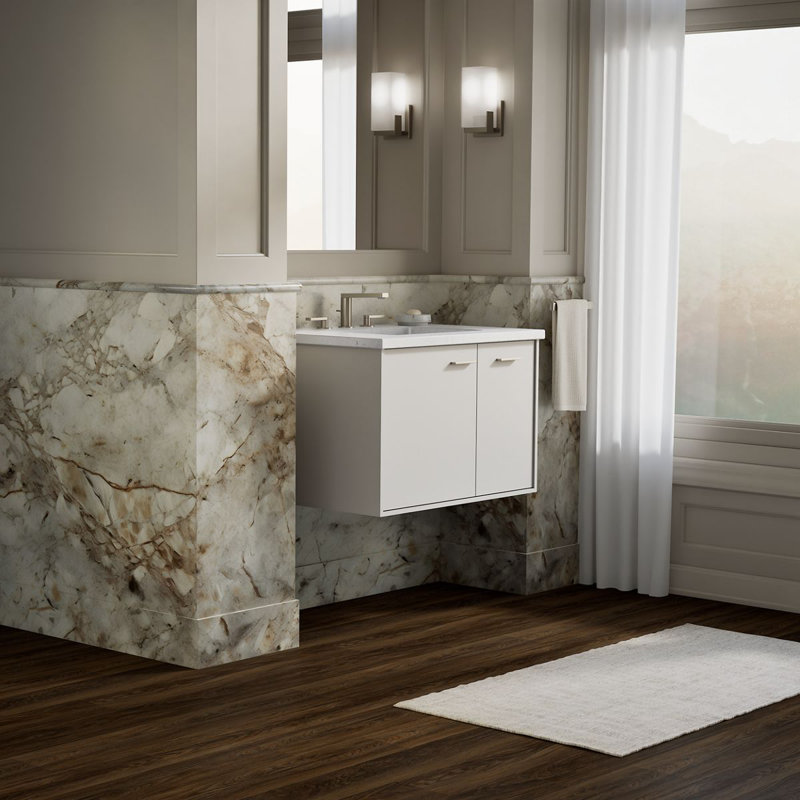Base de meuble-lavabo 30 po Jute ™ avec 1 porte et 1 tiroir à droite, Blanc lin