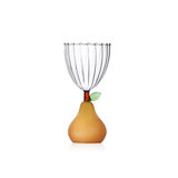 Fruits & Flowers - Stemmed Glass Pear Dull Yellow 10.1 Oz