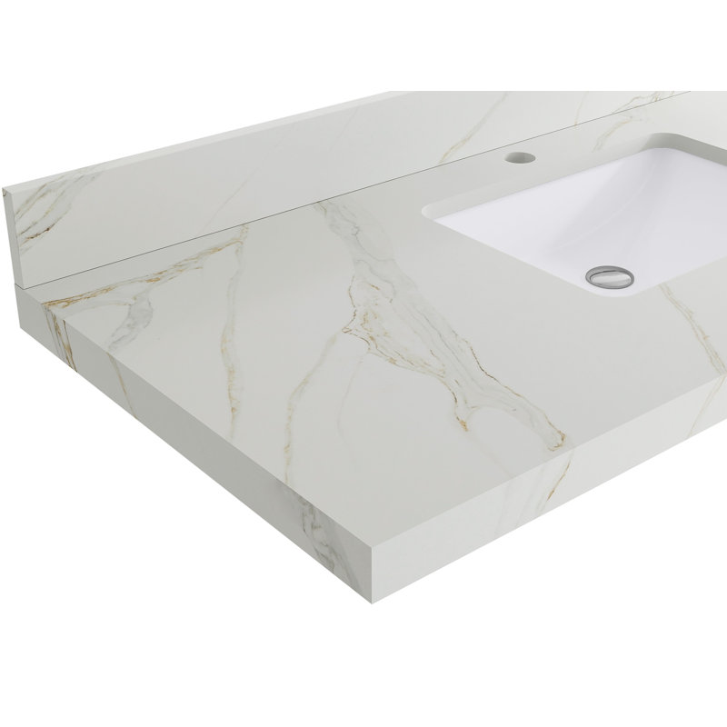 Cambridge 84 In. W X 22 In. D Double Sink Bathroom Vanity In Fine Grain With 2 In. Calacatta Sienna Quartz