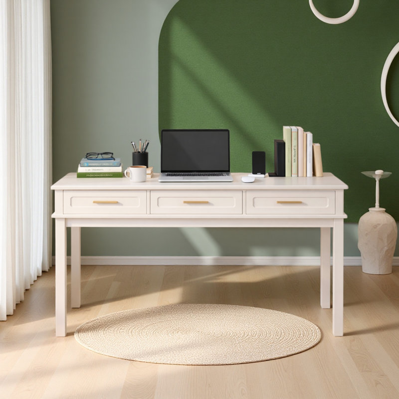 Bureau de coiffeuse avec 3 tiroirs, table de maquillage moderne ou bureau d'écriture