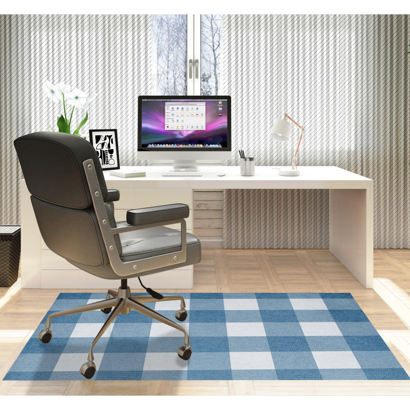 Tapis de chaise rectangulaire Chico, L 48 po x L 72 po, Bleu pigeon