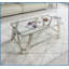 Table basse moderne en acier inoxydable de 47 po de largeur avec verre trempé double couche - facile à nettoyer et amp; Gain de place pour le salon-2087376856