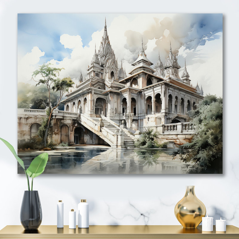 " Thailand Historic Architecture ", Wrapped Canvas, 34" H x 44" W x 1.5" D