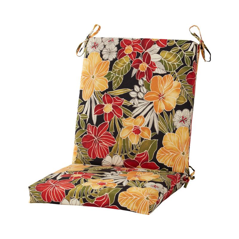 High Back Dining Chair Pad, Aloha Black