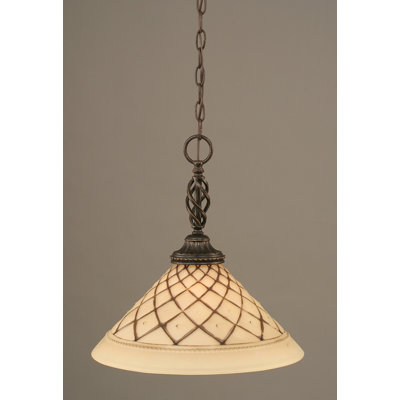 Luminaire suspendu suspendu Elegant présenté en granit foncé avec verre givré chocolat 16 po