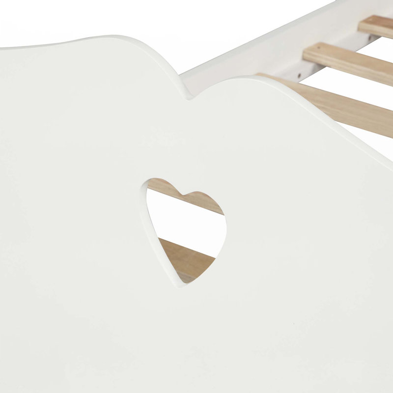 Lit plateforme en bois avec tête et pied de lit, Blanc