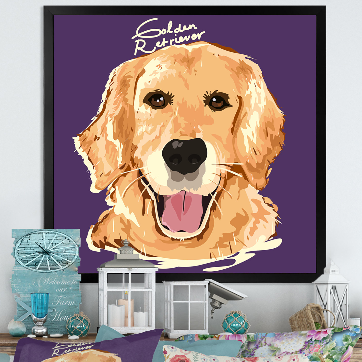 Golden Retriever Puppy Dog Watercolor Painting Giclee Fine Art 