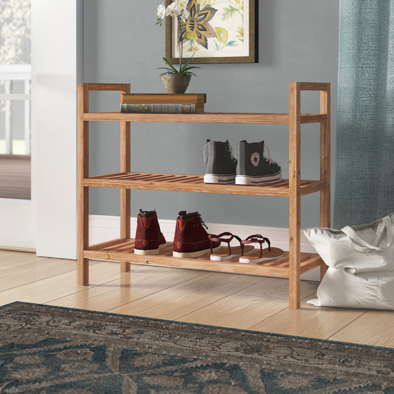 Farris 9 Pair Stackable Solid Wood Shoe Rack