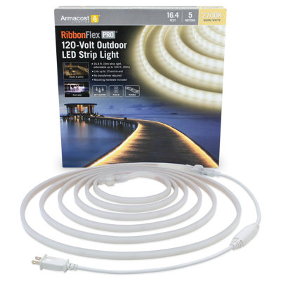 RibbonFlex Pro, 120 V, 2 700 K, 60 DEL / M, IP67, bande de lumière sous l'armoire 5 M