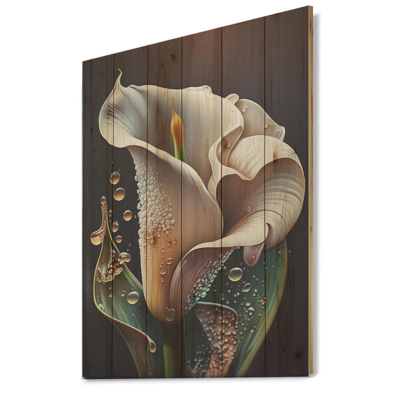 Calla lys II - impression sur bois sans cadre, H 20 po x l 12 po x P 1 po