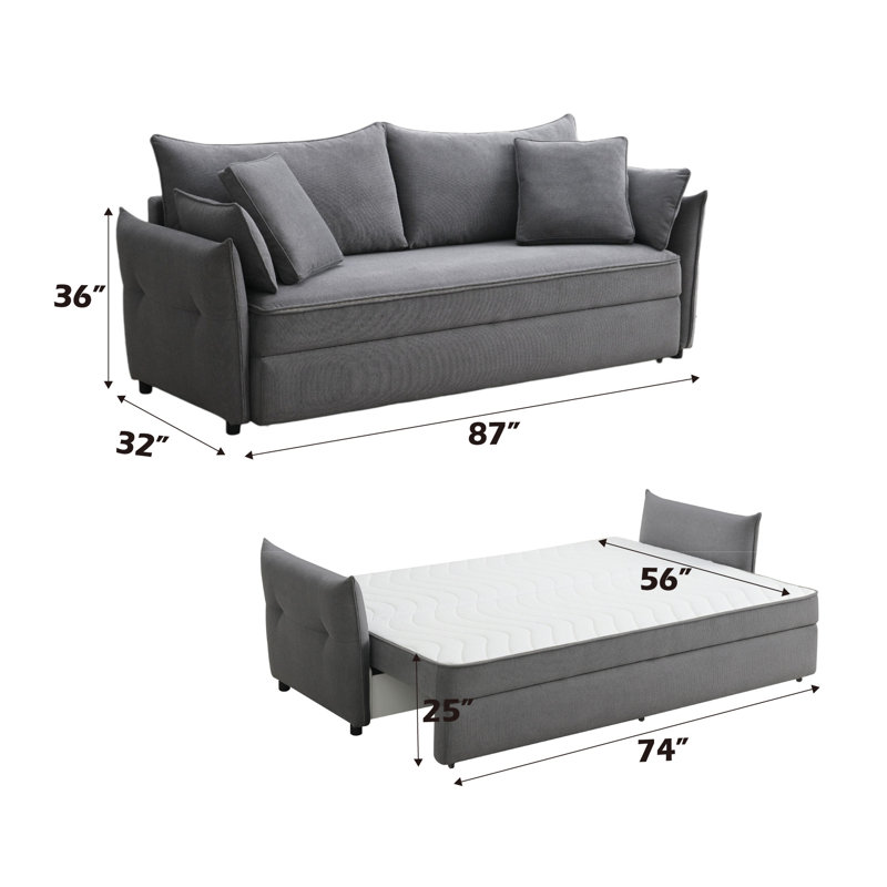 Lit gigogne en tissu avec rangement Irina, Gris
