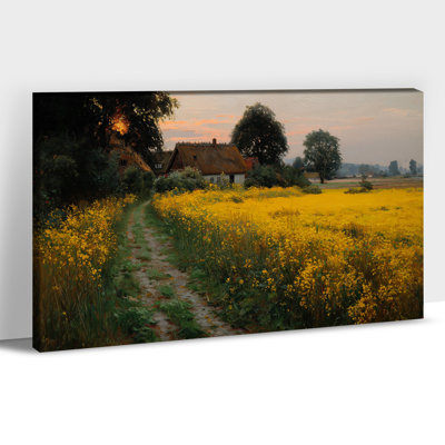 Art mural sur toile Mountain Cottage with Wildflowers