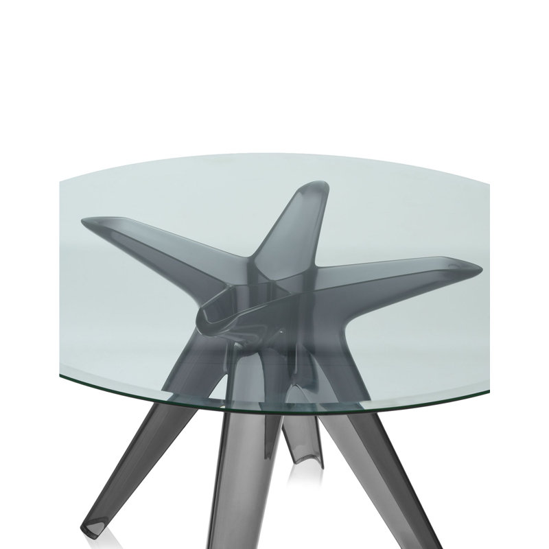 Sir Gio Round Glass Dining Table, Transparent, Green