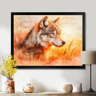 Portrait de loup au coucher du soleil II - reproduction d'art loup
