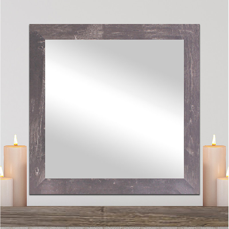 Dematteo Wood Flat Mirror, 39.5" H x 39.5" W, Harvest Brown