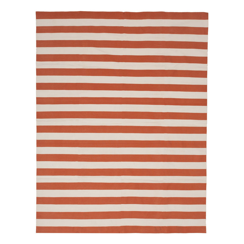 Orange Dhurrie Cotton Rug - 7'10" x 9'10"