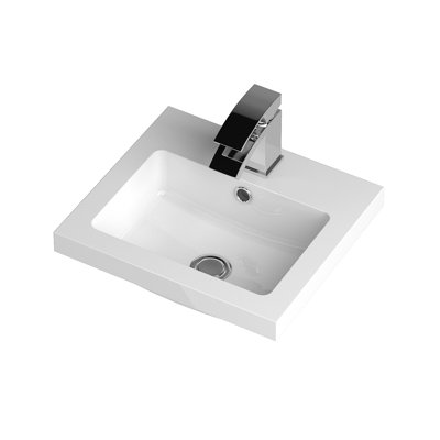 Nuie Furniture Ceramics White Polymarble Rectangular Sink with Overflow