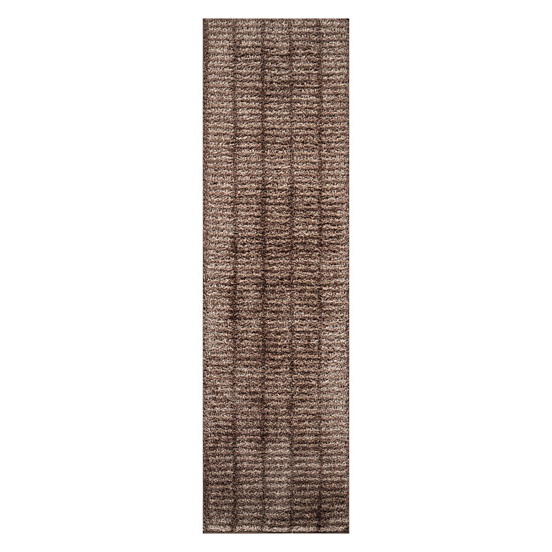 Bohemian Stripe Lines Shag Rug – Beige – Medium Pile, Soft Feel, Low Maintenance, Runner 2'2" x 8'