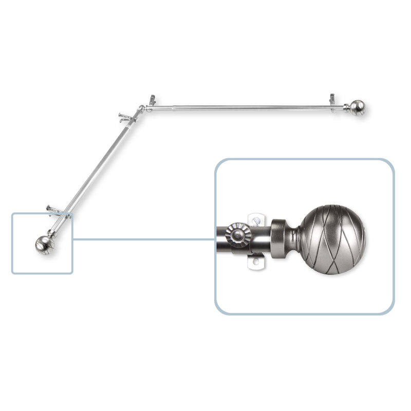 Tringle à rideaux d'angle simple Loïc, l 66 po à 120 po, Nickel satiné