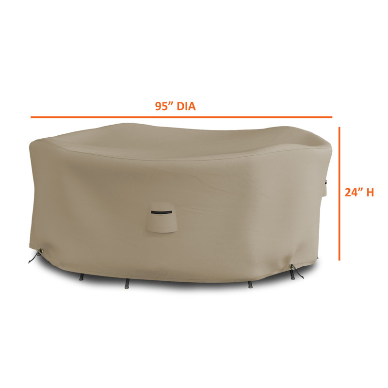 Housse robuste pour table ronde et chaise d'extérieur robuste et polyvalente, Beige, H 24 po x l 70 po