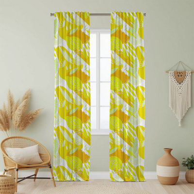 Semi Sheer Fruit Print Curtain Single Panel