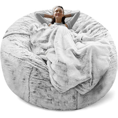 7Ft Bean Bag Chair Cover – Soft Fluffy Velvet, Round Oversized Sofa Bed Cover ( Velvet)