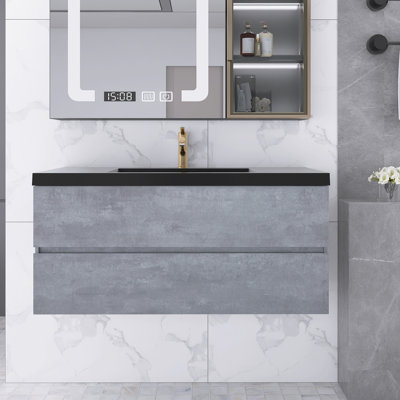 Meuble-lavabo simple 47,24 po avec plateau en quartz Ajkun