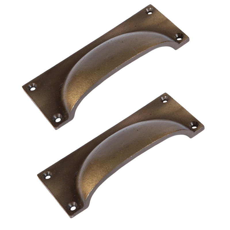 Hammer & Tongs - Rectangular Cabinet Cup Handle - W130mm x H50mm - Brass
