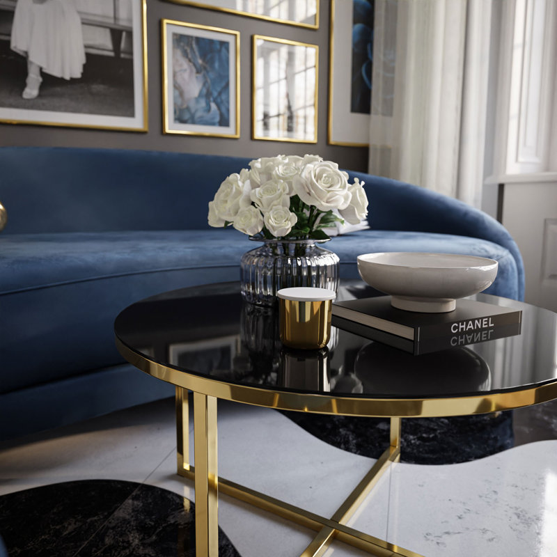 Swinyer Cross Legs Coffee Table, Gold, Black