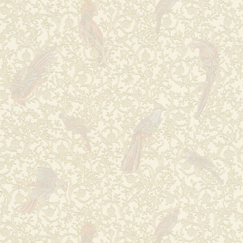 Guillemette 10.05m x 70cm Matte Wallpaper Roll, Cream/Silver