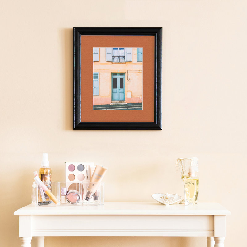 Black Wood Matte Picture Frame with Mat, Red/Orange