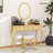 Luxury Makeup Vanity Desk With Oval Mirror, 3-Drawer Dressing Table For Jewelry Storage, Elegant Console Table For Entryway, Living Room & Bedroom, Stylish Home Decor-2092585651