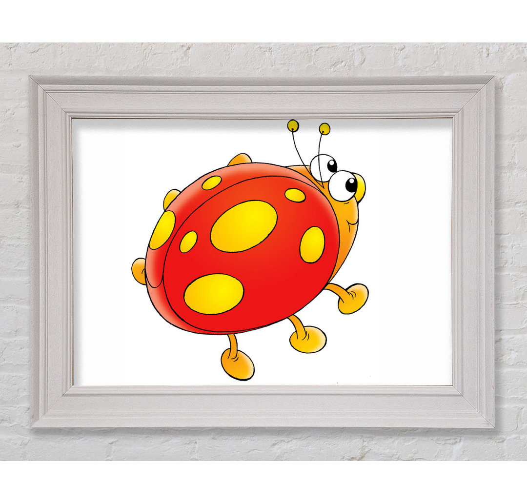 Gerahmtes Leinwandbild Cartoon Ladybug in Weiß