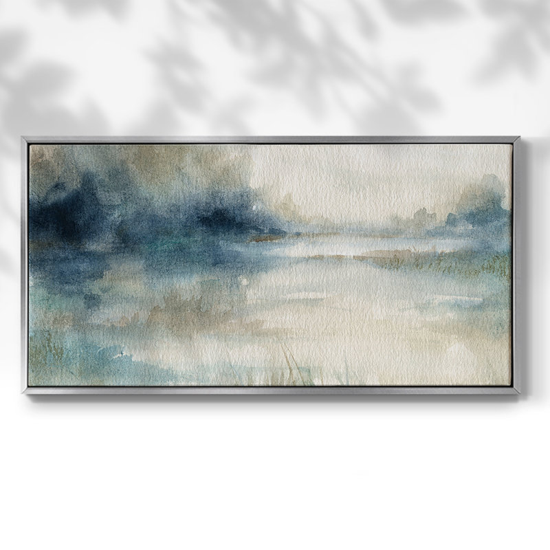 Still Still Waters II - Toile tendue avec cadre encadré - Prêt à accrocher, H 17 po x l 33 po, Argent argent