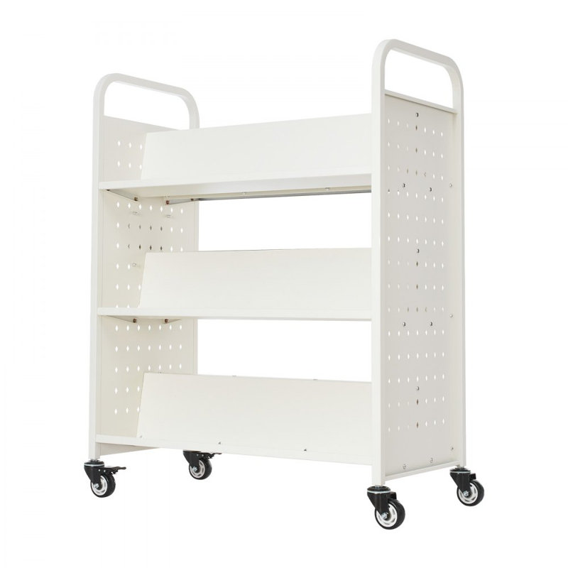Chariot à livres à 3 niveaux, H 48,2 po x l 38,2 po x P 20,3 po, Blanc