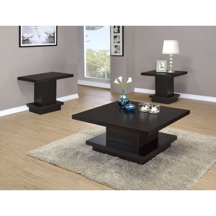 Myria 3-Piece Square Coffee And End Table Set Cappuccino