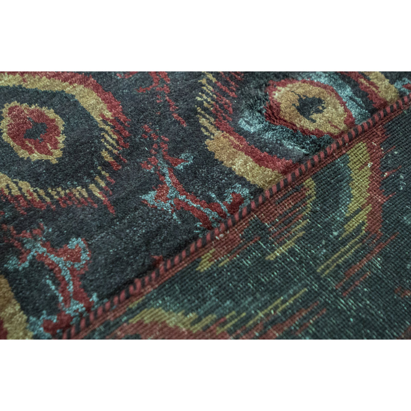 Kendale Ikat Area Rug in Green/Blue/Rust
