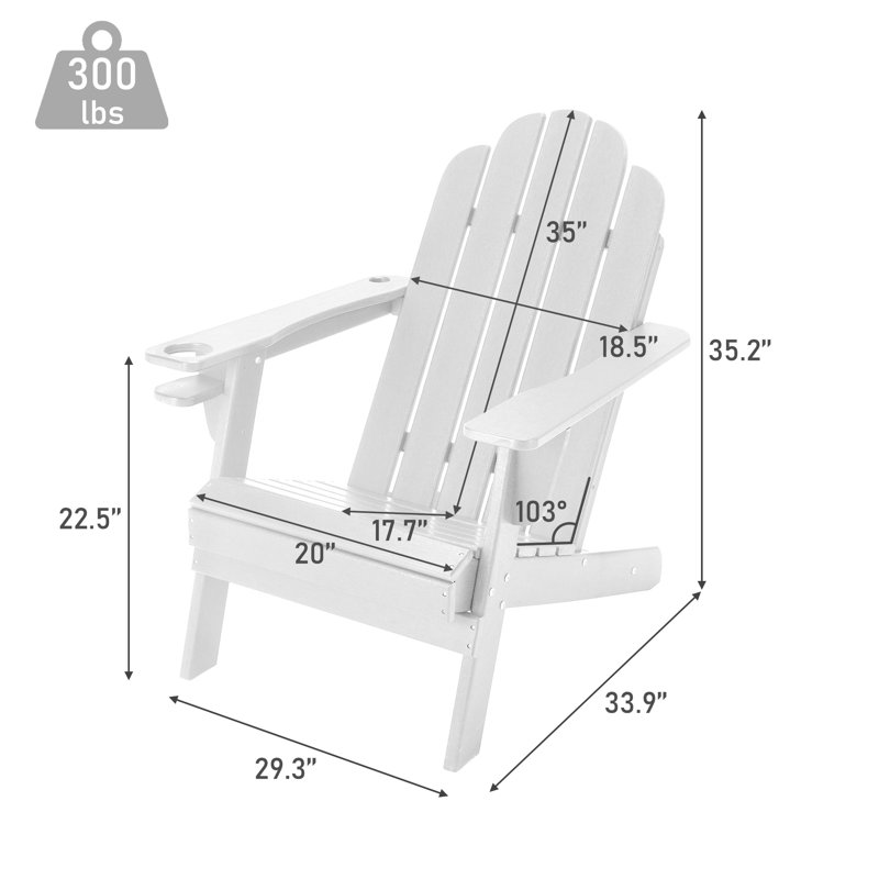 Calik Foldable Outdoor Adirondack Chair, White