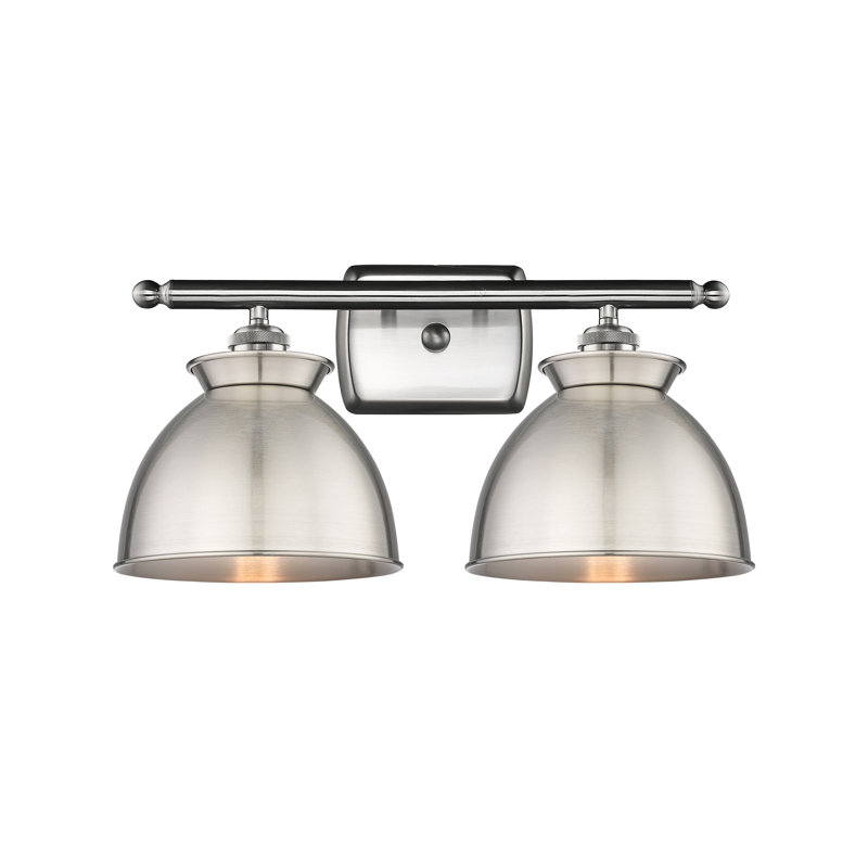 Éclairage pour meuble-lavabo à 2 lumières à intensité variable Arev, Nickel satiné brossé, Ampoule non incluse