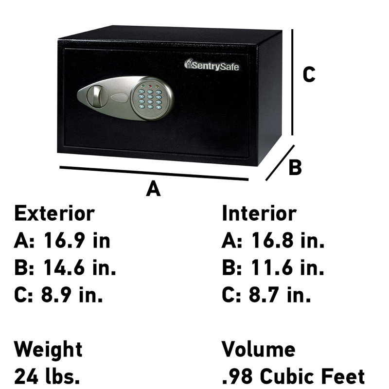 SentrySafe Security Safe with Digital Keypad Lock, 8.9" H x 16.9" W x 14.6" D