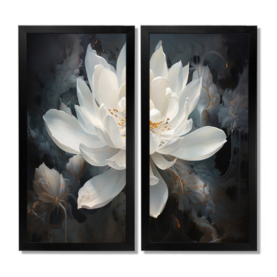 Serenity Blossum Lotus - lot de 2 décorations murales encadrées Lotus