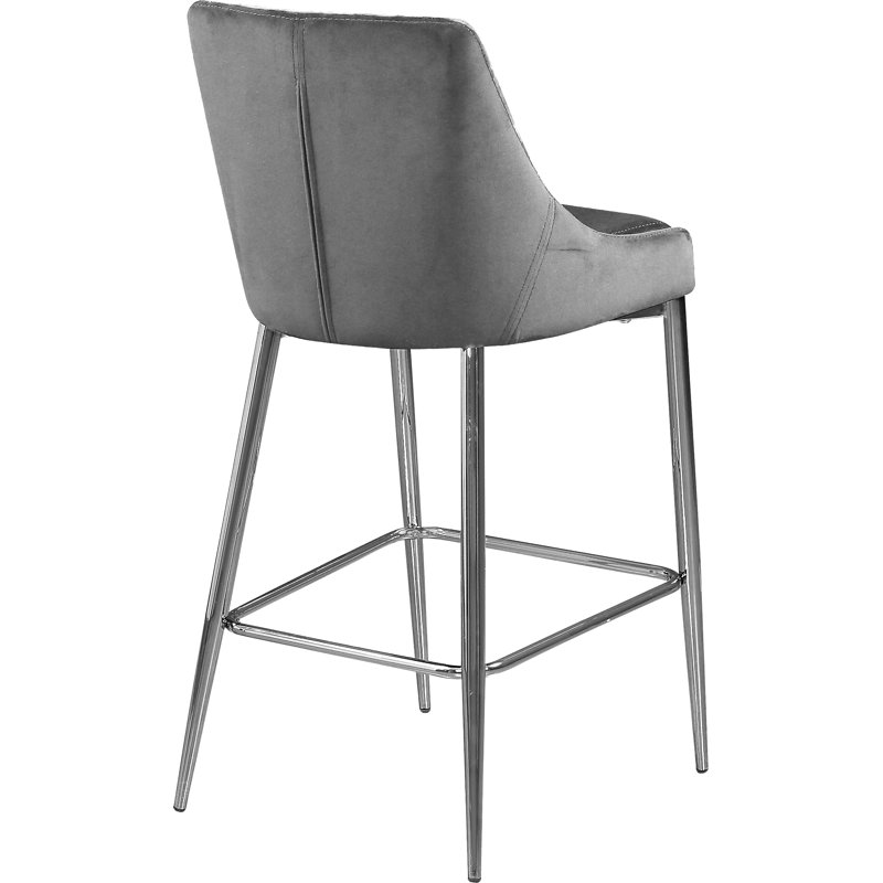 Karina 27.5" Bar Stool, Gray, Chrome