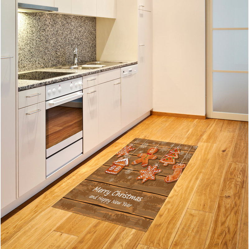 Gingerbread Man High Density Long Fiber Poly Threads Decorative Area Rug Carpet, Rectangle 2'7" x 5'