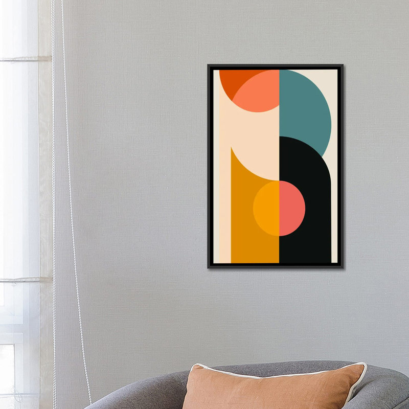 Minimalist Geometric IV - reproduction d'art murale - toile encadrée, Noir, H 26 po x l 18 po