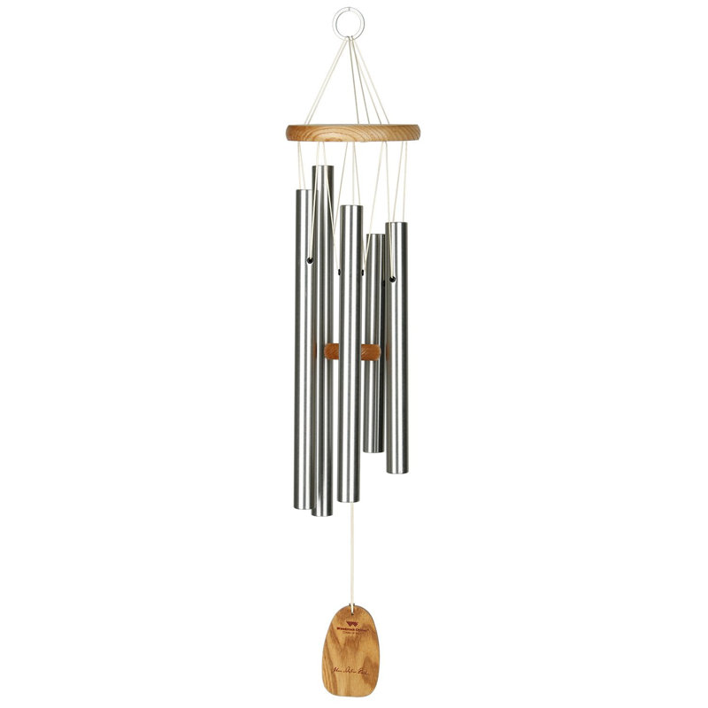 28'' Silver and Wood Metal Wind Chime