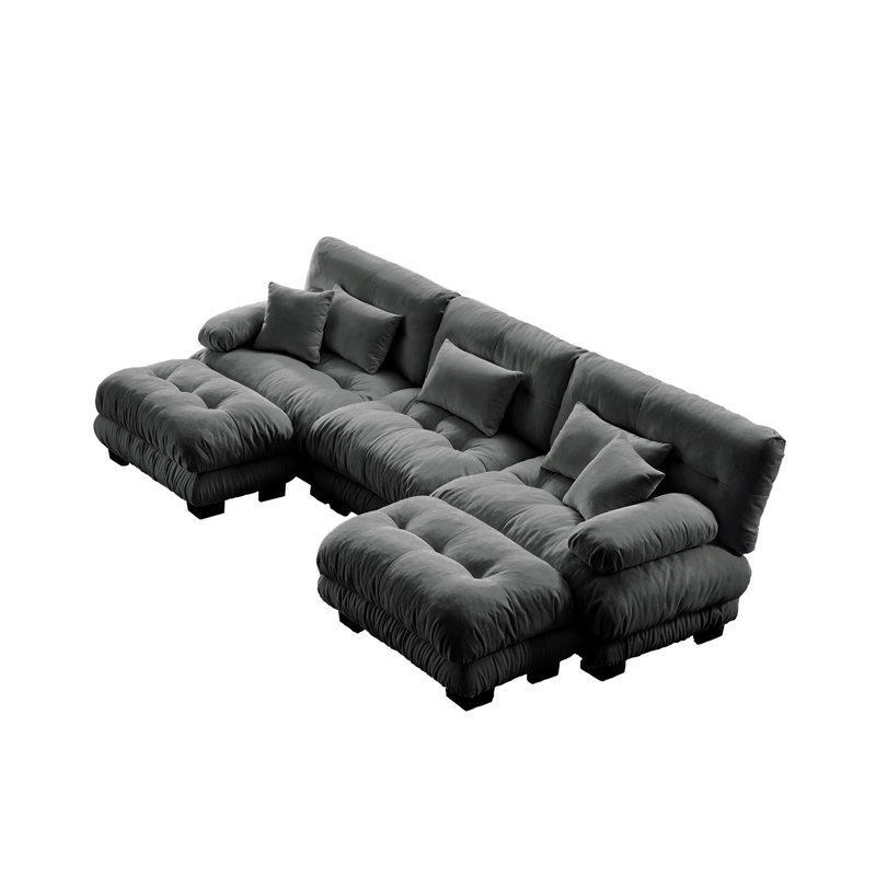 Canapé modulaire de luxe Luxury, Gray Chenille, 112.01" H x 112.01" W x 112.01" D, Black, Foam